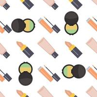 Seamless pattern with makeup items in flat style. Vector illustration.