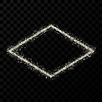 Silver glitter frame. Rhombus frame with shiny sparkles on dark vector