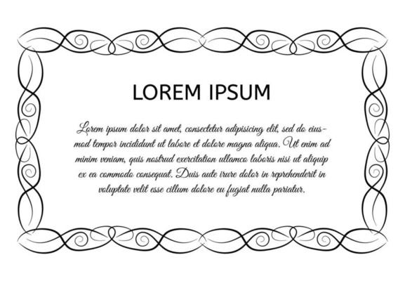 Decorative vintage horizontal frame with the place for your text in center. Vintage ornament greeting card template. Vector illustration.