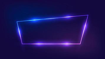 Neon frame with shining effects on dark background. Empty glowing techno backdrop. Vector illustration.