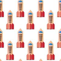 Seamless pattern with space rocket. Vector illustration.