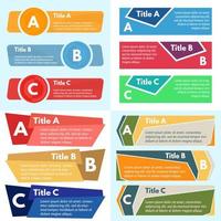 Four sets of three elements of infographic design. Step by step infographic design template. Vector illustration