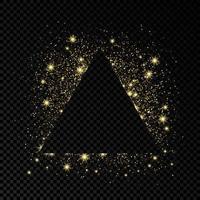 Triangle frame with gold glitter on dark transparent background. Empty background. Vector illustration.