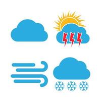 Set of four Weather Icons. Multicolored icons for different weather conditions. Vector illustration.