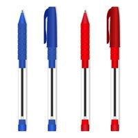 Set of blue and red pens on a white background vector