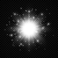 Light effect of lens flares. White glowing lights starburst effects with sparkles on a transparent background. Vector illustration