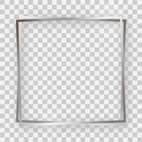 Double silver shiny square frame with glowing effects and shadows vector