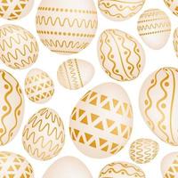 Seamless pattern with golden Easter eggs. Vector illustration