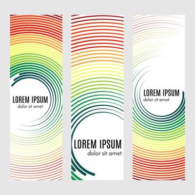 Set of abstract vertical header banners with curved lines and place for text. Colorful backgrounds for web design. Vector illustration