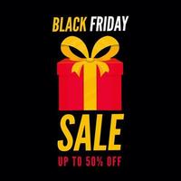 UP TO 50 Off for Black Friday Sale Poster Design with Gift Box. vector