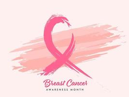 Breast Cancer Ribbon Made By Pink Brush Stroke on White Background for Awareness Month Concept. vector