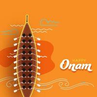 Top View of Aranmula Boat Race on Orange Background for Happy Onam Celebration. vector