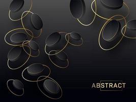 3D Circles Decorated Black Abstract Background. vector