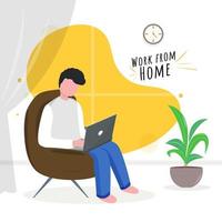 Working from home in quarantine. Vector Illustrations of Working at Home Concept. People at Home.