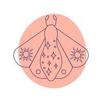 Moth. Esoteric symbol. Hand drawn linear vector