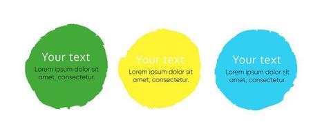 mano dibujado color manchas salpicaduras conjunto para diseño usar. verde, amarillo y azul. vistoso grunge formas recopilación. vector
