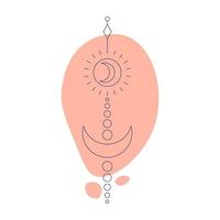 Sun and moon. Esoteric symbol. Hand drawn linear vector