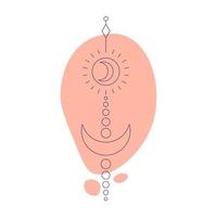 Sun and moon. Esoteric symbol. Hand drawn linear vector