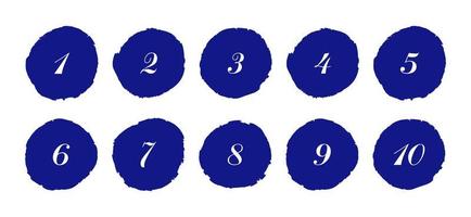 Set of number on a label vector. Number collection. Blue color markers with number from 1 to 10. vector