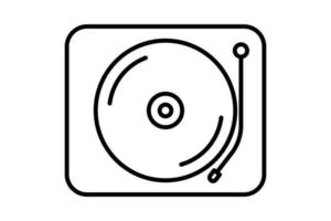 Record player icon illustration. icon related to multimedia. Line icon style. Simple vector design editable