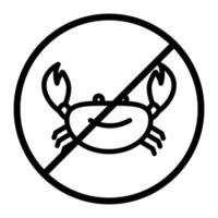 Crab free icon. icon related to food allergen. outline icon style. Simple vector design editable