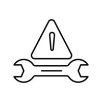 Warning icon with wrench. icon related to tool. outline icon style. Simple vector design editable