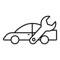 Car service icon illustration. car icon with wrench. icon related to service, repair. outline icon style. Simple vector design editable