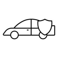 Car insurance icon illustration. car icon with shield. icon related to car service, car repair. outline icon style. Simple vector design editable