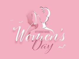 Paper Cut style Young Girls Character on Pink Background for International Women's Day. vector