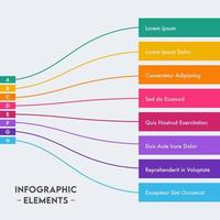 Business Infographic Elements Design with Colorful Eight Alphabet Options. vector
