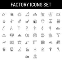 Black outline Factory icon set on white background. vector