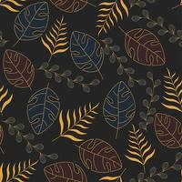 Seamless Various Leaves Pattern Background. vector