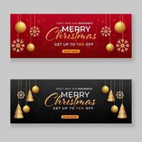 Merry Christmas Sale Header Or Banner Design With 70 Discount Offer In Two Color Options. vector