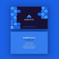 Double-Sides Of Business Card Design On Blue Background. vector