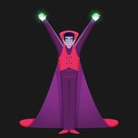 Cartoon Vampire Man with His Hands Up in Standing Pose. vector