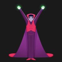 Cartoon Vampire Man with His Hands Up in Standing Pose. vector