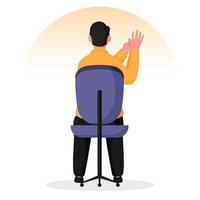Back View Of Man Doing Acupressure Hand Massage At Chair. vector