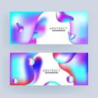 Set of Glossy Gradient Fluid Art Abstract Background. vector