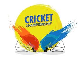 Orange and Blue Helmets with Brush Stroke Effect on White Background for Cricket Championship. vector