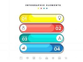 Colorful Infographic Elements with Four Options on White Background for Business Presentation. vector