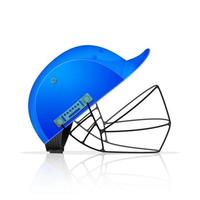 Realistic Blue Cricket Helmet on White Background. vector