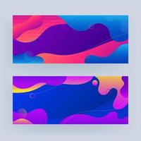 Colorful fluid art abstract background in two option. vector