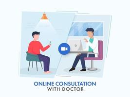 Patient talking from video call with a doctor for Online Consultation Concept. vector