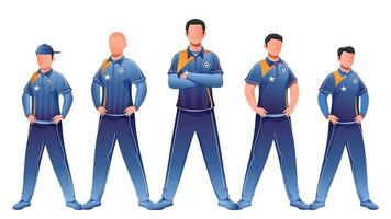 Faceless Character of Cricket Team in Standing Pose. vector