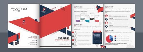 Business Bi-Fold Brochure or Template, Cover Page Layout in Front and Back View. vector