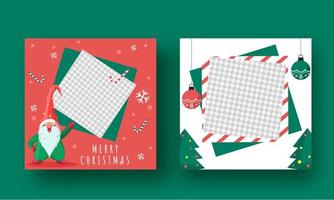 Merry Christmas Greeting Card Or Poster Design With Space For Text Or Image In Two Color Option. vector
