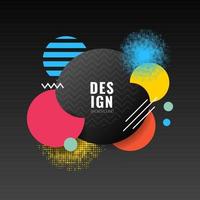 Abstract design with dynamic circle geometric colorful pattern on black background. vector
