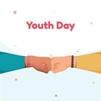 Youth Day Text with Fist Bump on White Background. vector