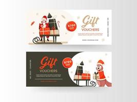 Gift Vouchers Banner Or Horizontal Template Design In Two Color Options. vector