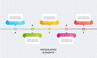 Presentation Business Infographic Elements with 5 Options on Grid Background. vector